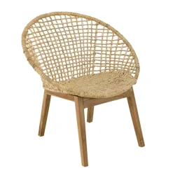Macabane Fauteuil beige dossier arrondi assise en abaca tressé Online