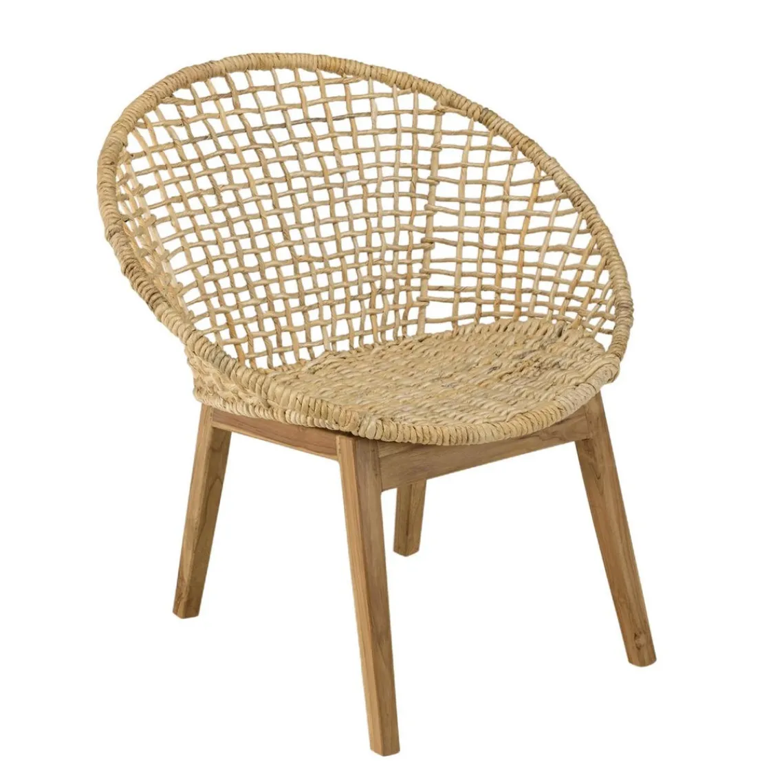 Macabane Fauteuil beige dossier arrondi assise en abaca tressé Online