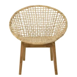 Macabane Fauteuil beige dossier arrondi assise en abaca tressé Online