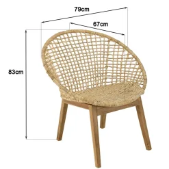 Macabane Fauteuil beige dossier arrondi assise en abaca tressé Online