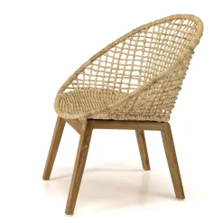 Macabane Fauteuil beige dossier arrondi assise en abaca tressé Online