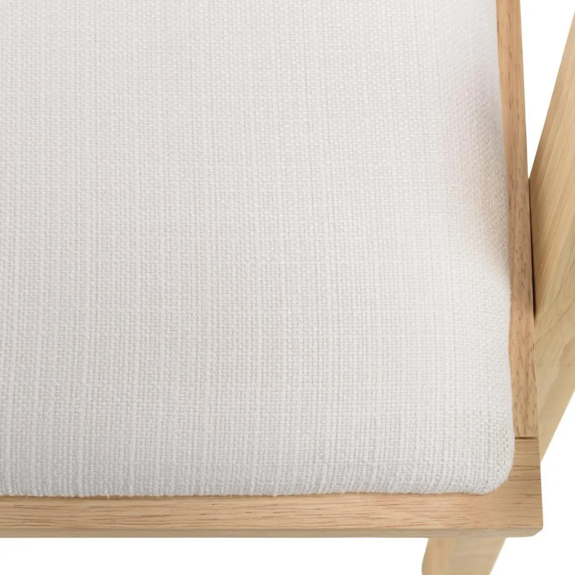 Macabane Fauteuil bois d’Hévéa assise tissu dossier rotin naturel AGATHE Blanc Outlet
