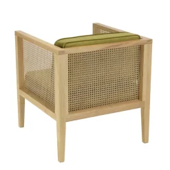 Macabane Fauteuil cannage assise amovible velours vert Discount