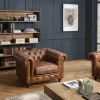 Macabane Fauteuil chesterfield 1 place vintage cuir GASTON