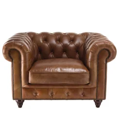 Macabane Fauteuil chesterfield 1 place vintage cuir GASTON