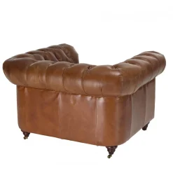 Macabane Fauteuil chesterfield 1 place vintage cuir GASTON