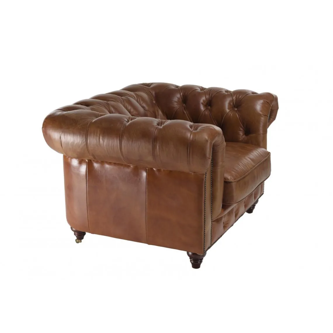 Macabane Fauteuil chesterfield 1 place vintage cuir GASTON