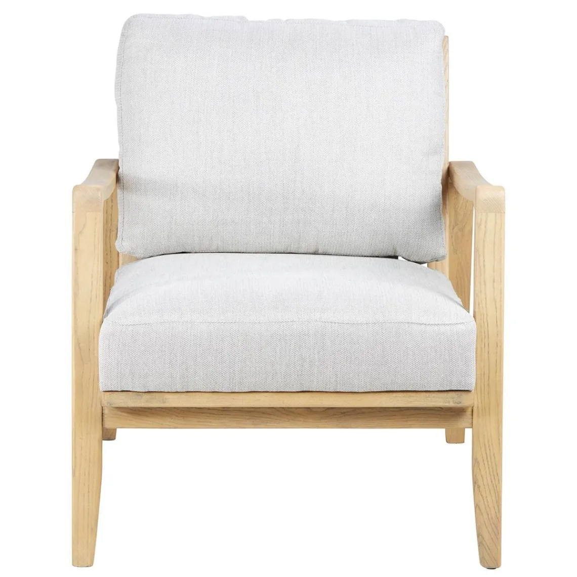 Zago Fauteuil chevron beige pieds frêne naturel Blanc Clearance