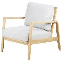 Zago Fauteuil chevron beige pieds frêne naturel Blanc Clearance