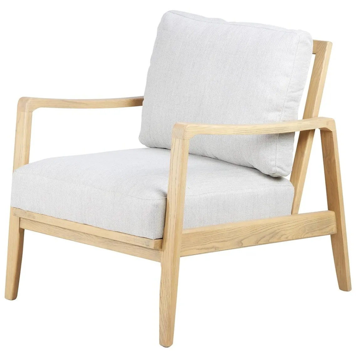 Zago Fauteuil chevron beige pieds frêne naturel Blanc Clearance