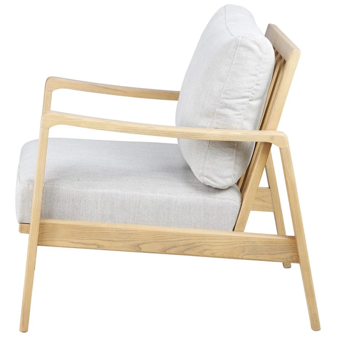 Zago Fauteuil chevron beige pieds frêne naturel Blanc Clearance