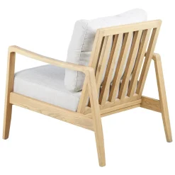 Zago Fauteuil chevron beige pieds frêne naturel Blanc Clearance