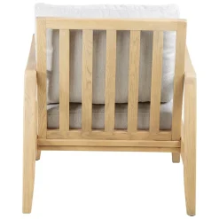 Zago Fauteuil chevron beige pieds frêne naturel Blanc Clearance