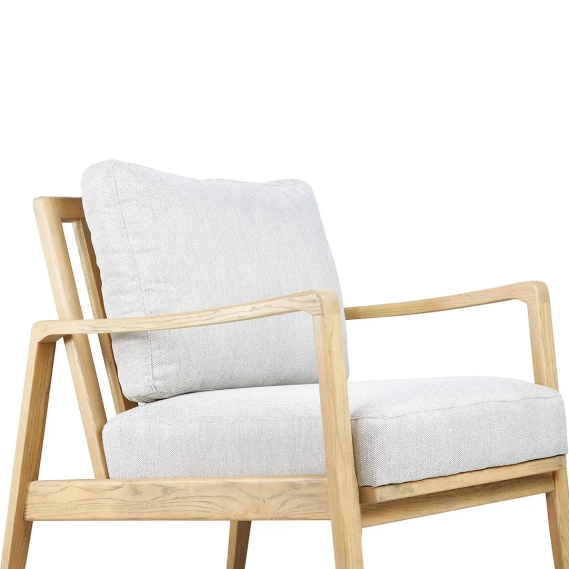 Zago Fauteuil chevron beige pieds frêne naturel Blanc Clearance