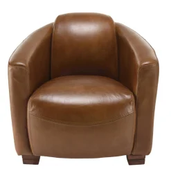 Macabane Fauteuil chicago vintage cuir pieds bois GASTON Hot
