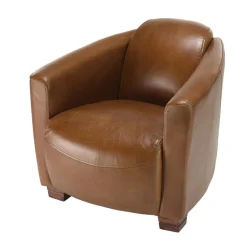 Macabane Fauteuil chicago vintage cuir pieds bois GASTON Hot