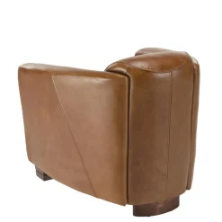 Macabane Fauteuil chicago vintage cuir pieds bois GASTON Hot