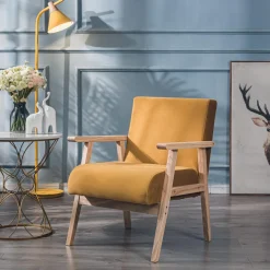 Nordlys Fauteuil de salon avec structure bois jaune Outlet