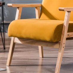 Nordlys Fauteuil de salon avec structure bois jaune Outlet