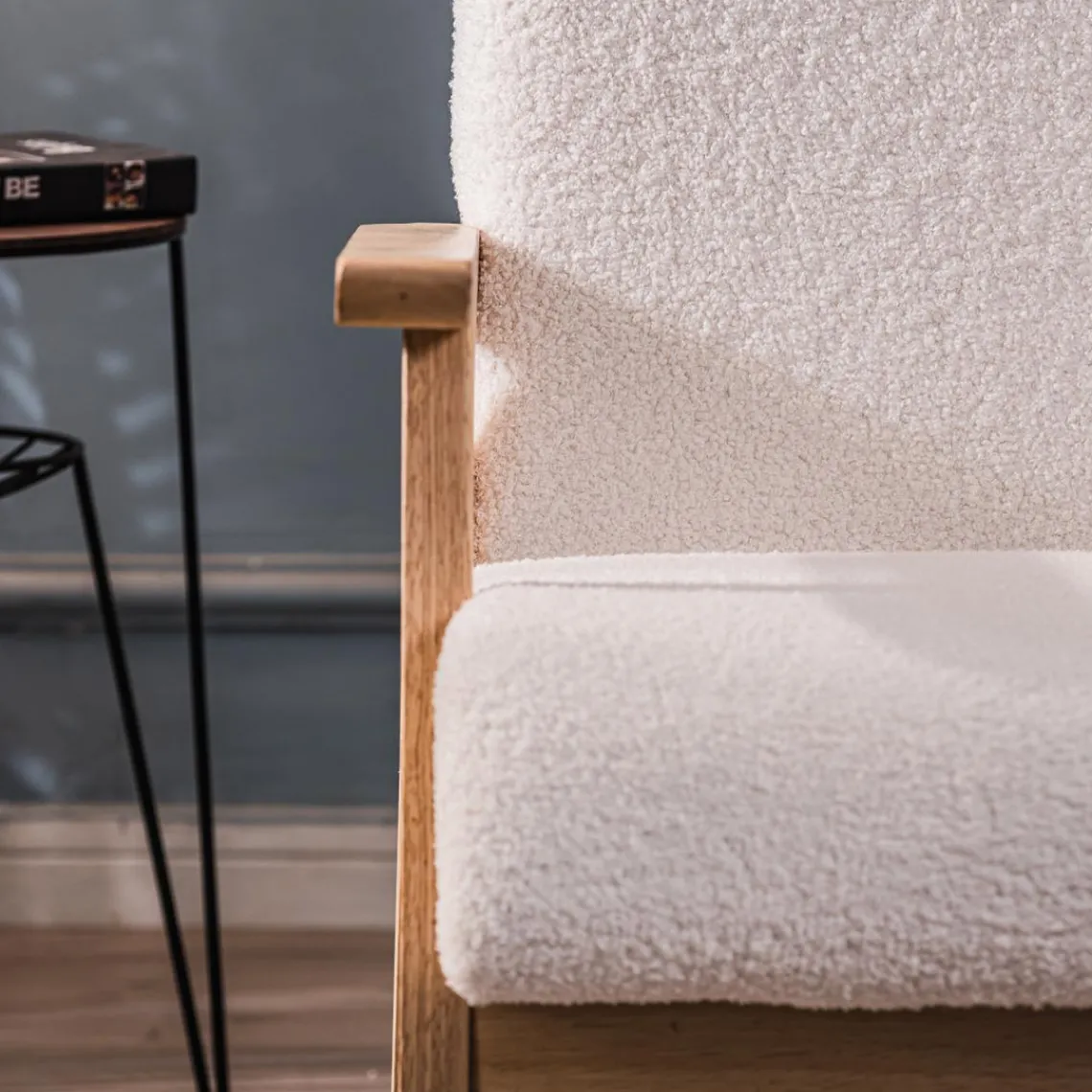 Nordlys Fauteuil de salon avec structure bois blanc Outlet