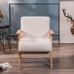 Nordlys Fauteuil de salon avec structure bois blanc Outlet