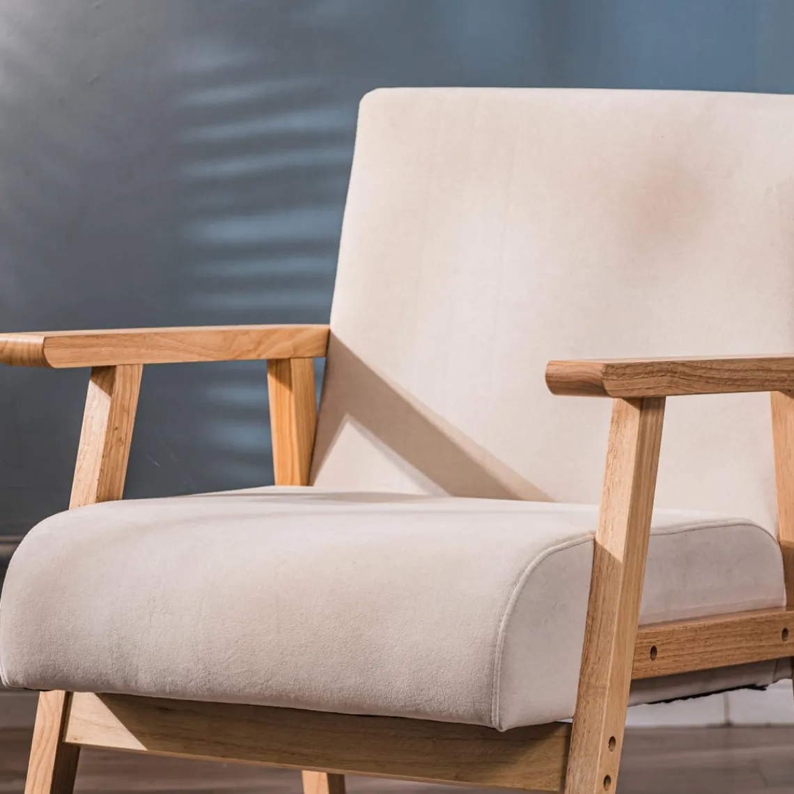 Nordlys Fauteuil de salon avec structure bois beige Clearance
