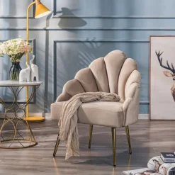 3S. x Home Fauteuil de Salon Design Pieds Métal BOLGE- Beige Online