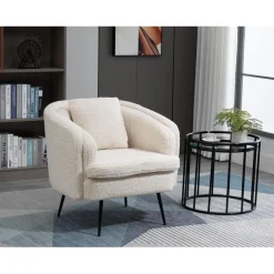 3S. x Home Fauteuil de salon design pieds en métal Blanc Hot
