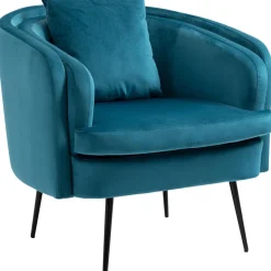 3S. x Home Fauteuil de salon design pieds en métal Bleu New
