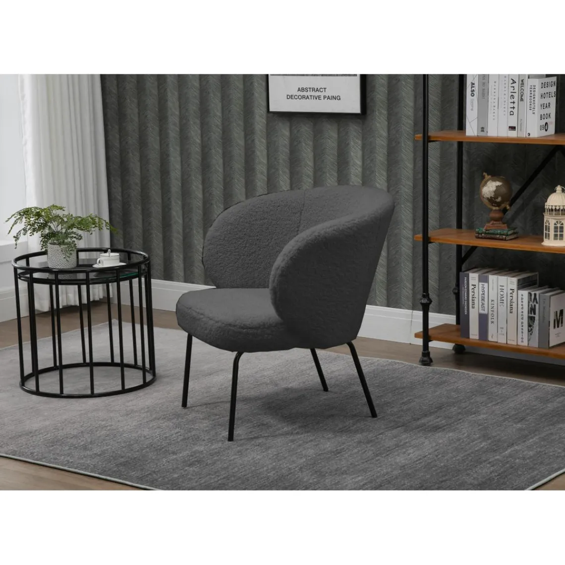 Nordlys Fauteuil de salon design scandinave en Laine gris