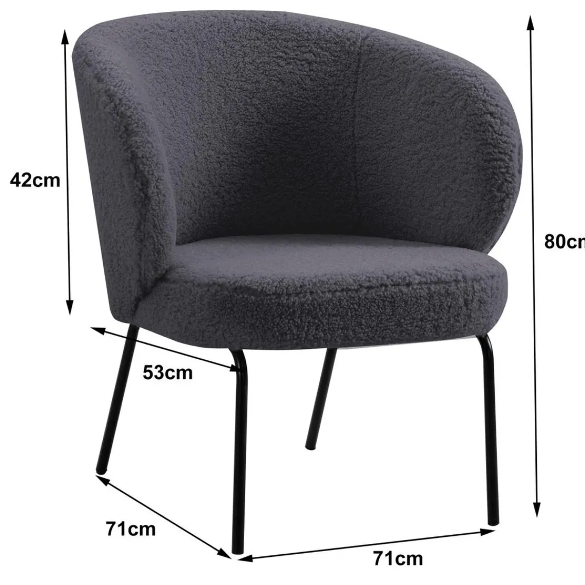 Nordlys Fauteuil de salon design scandinave en Laine gris