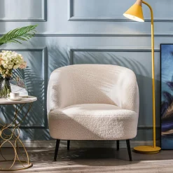 Nordlys Fauteuil de salon design scandinave et pieds métal blanc Clearance