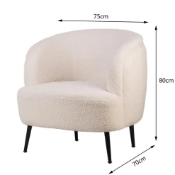 Nordlys Fauteuil de salon design scandinave et pieds métal blanc Clearance