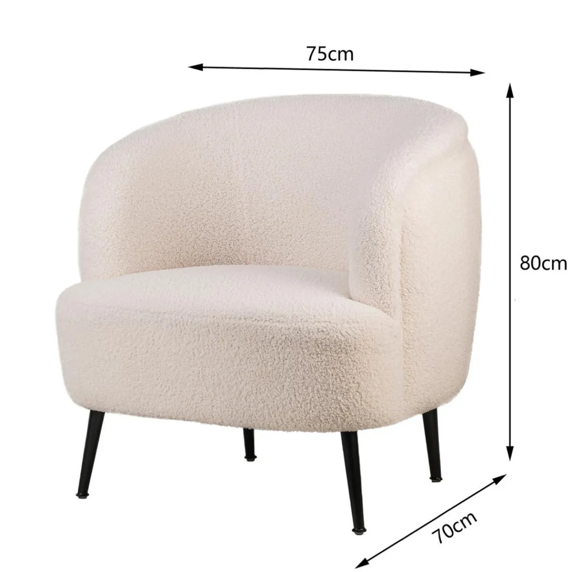 Nordlys Fauteuil de salon design scandinave et pieds métal blanc Clearance