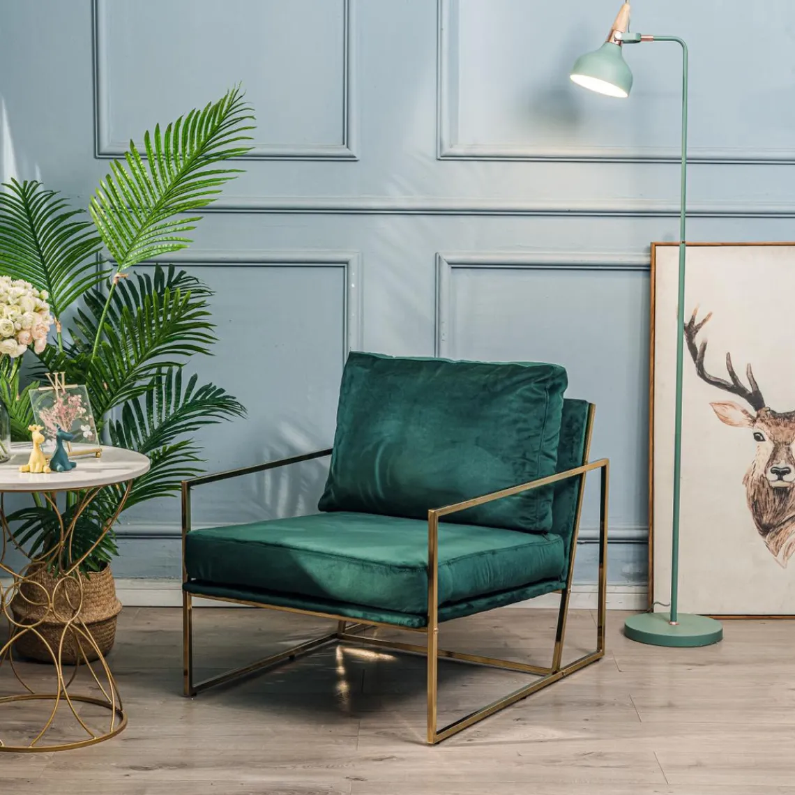 Nordlys Fauteuil de Salon Design Vert Pieds Metal Best