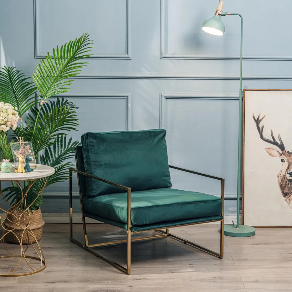 Nordlys Fauteuil de Salon Design Vert Pieds Metal Best