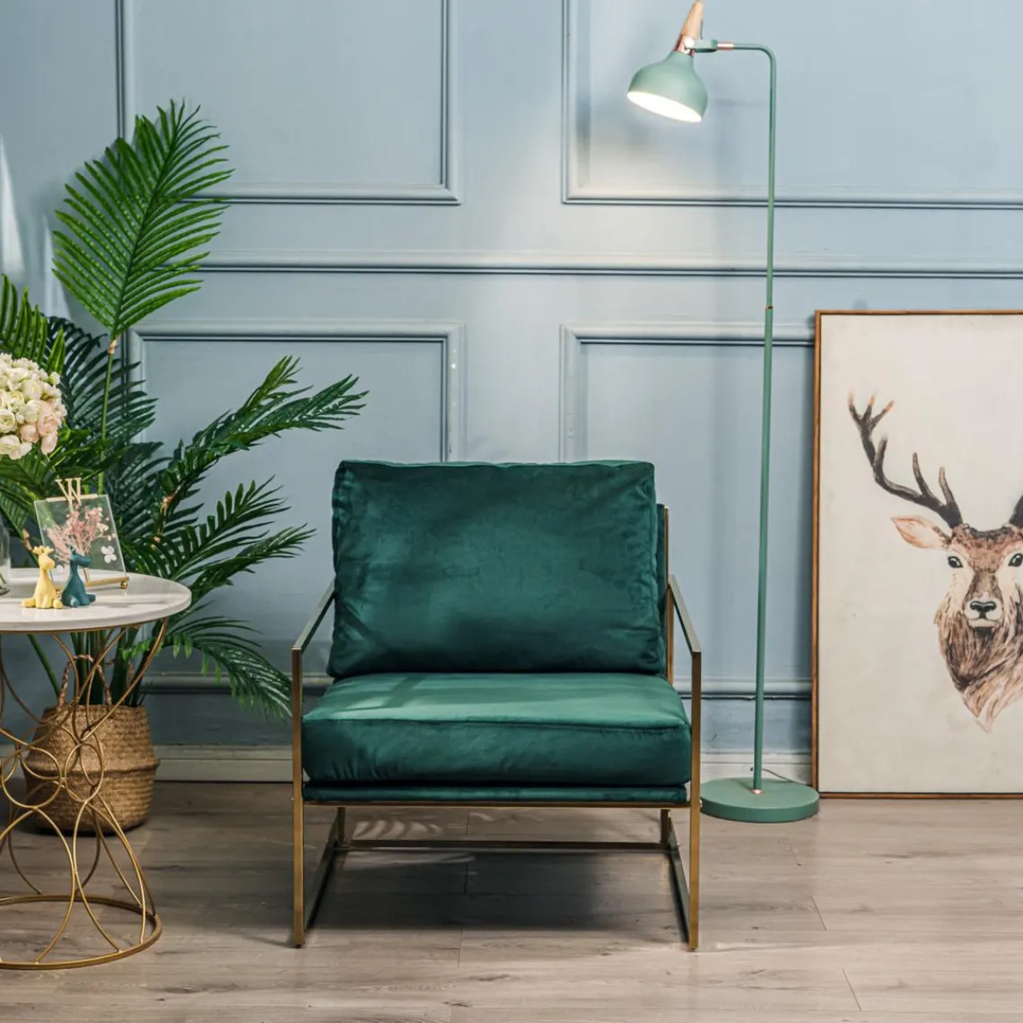 Nordlys Fauteuil de Salon Design Vert Pieds Metal Best