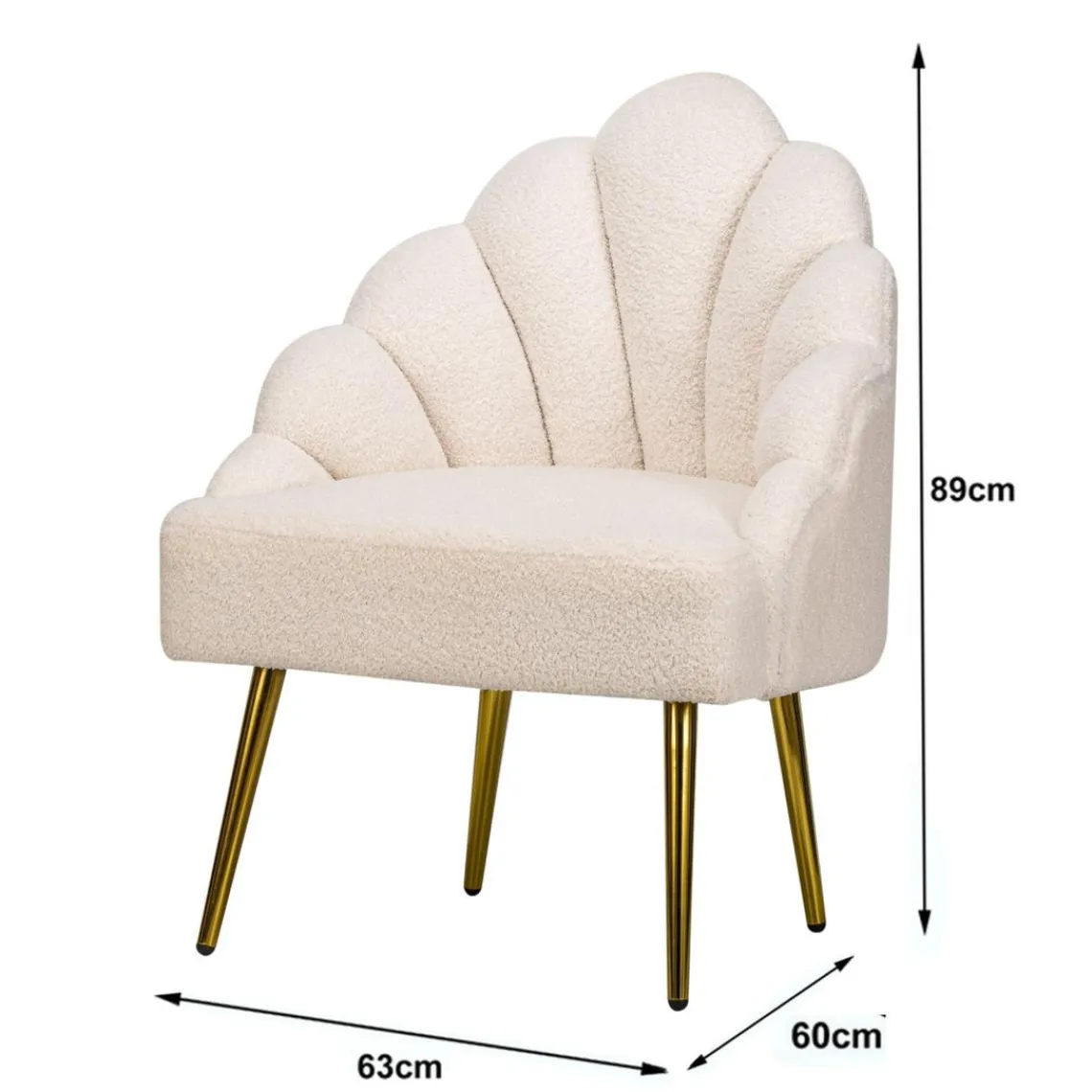 3S. x Home Fauteuil de Salon Design Pieds Metal BOLGE-BLANC New