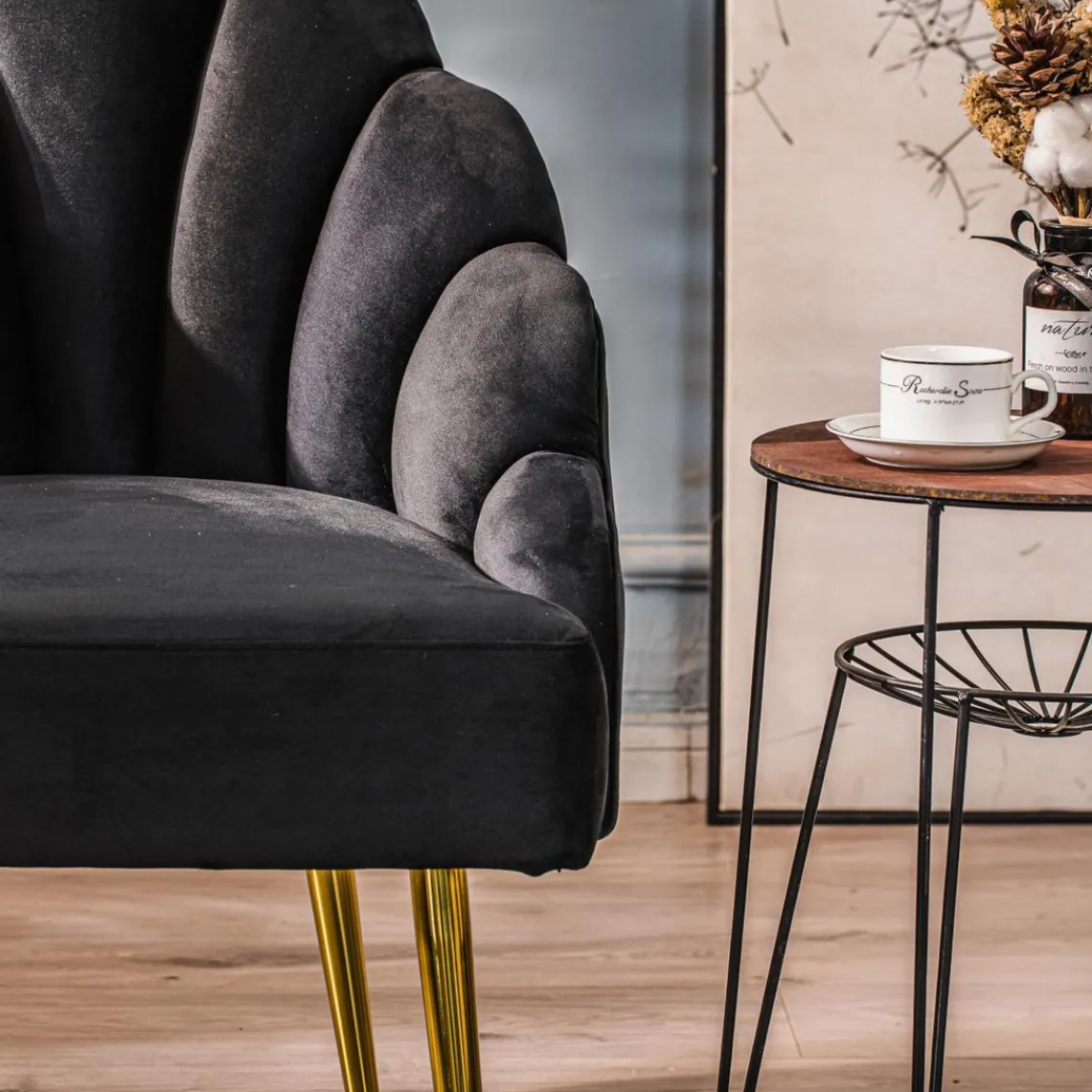 3S. x Home Fauteuil de Salon Design Pieds Metal BOLGE- Noir Online