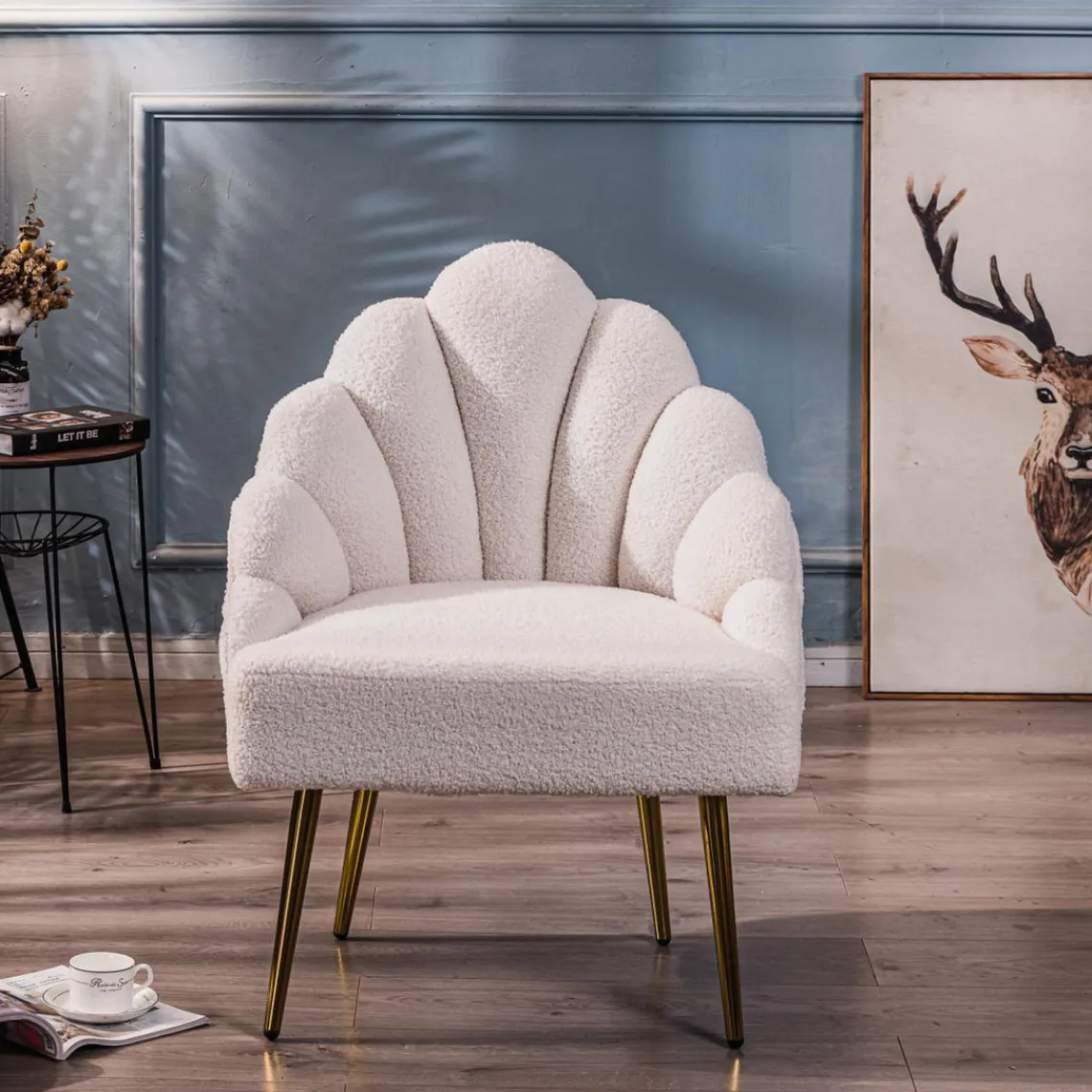 Nordlys Fauteuil de salon design en tissu blanc