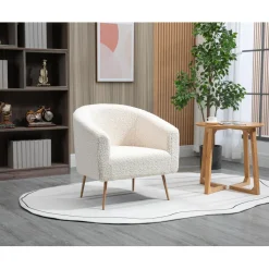 3S. x Home Fauteuil de Salon Scandinave Design Pieds Métal KIRUNA-BLANC BOIS Online