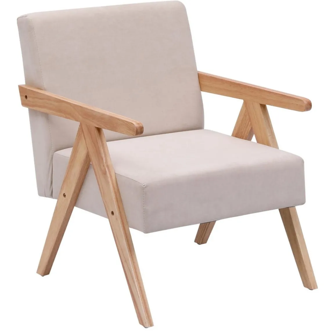 Nordlys Fauteuil de Salon Scandinave avec Structure Bois et Tissu New