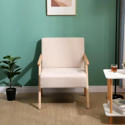 Nordlys Fauteuil de Salon Scandinave avec Structure Bois et Tissu New