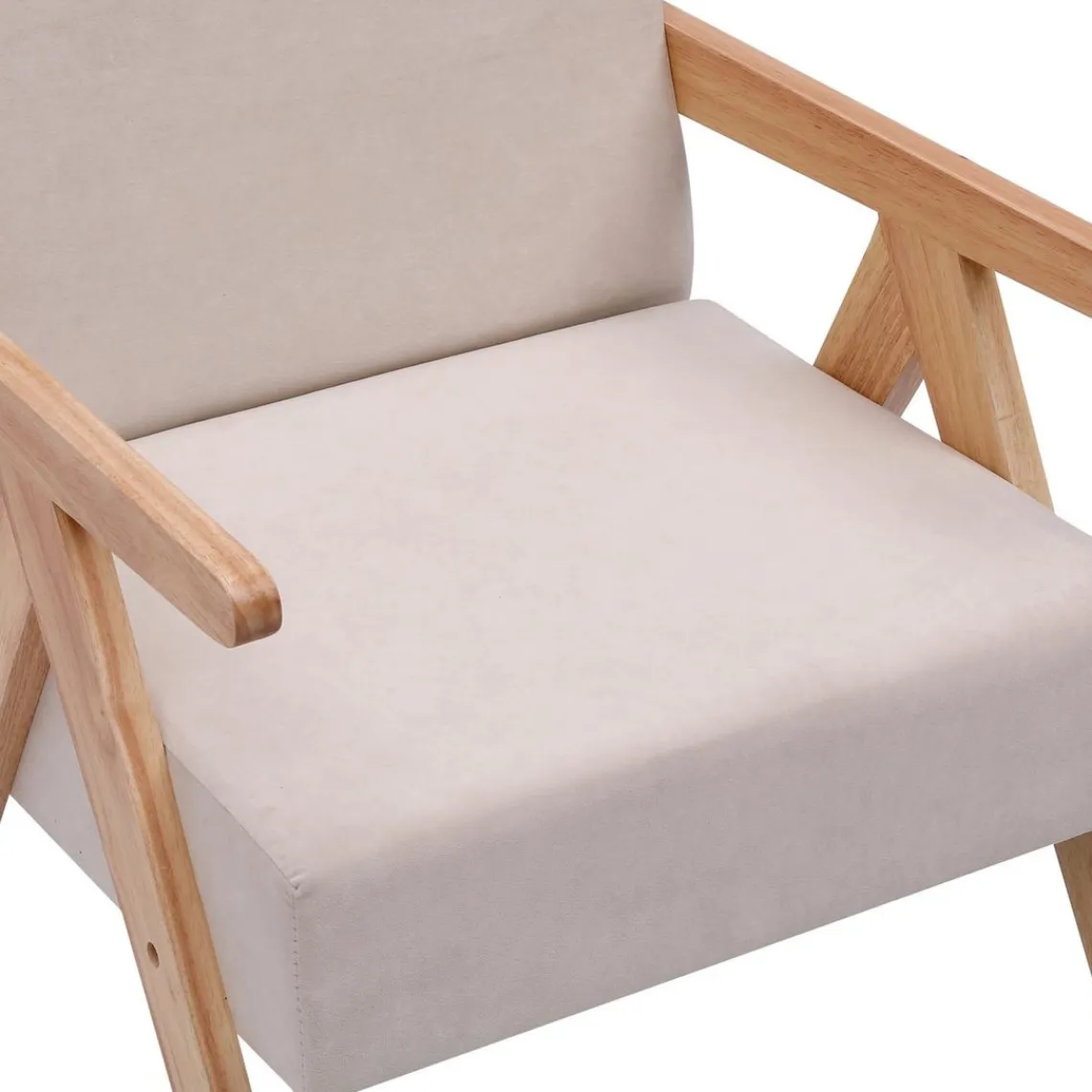 Nordlys Fauteuil de Salon Scandinave avec Structure Bois et Tissu New