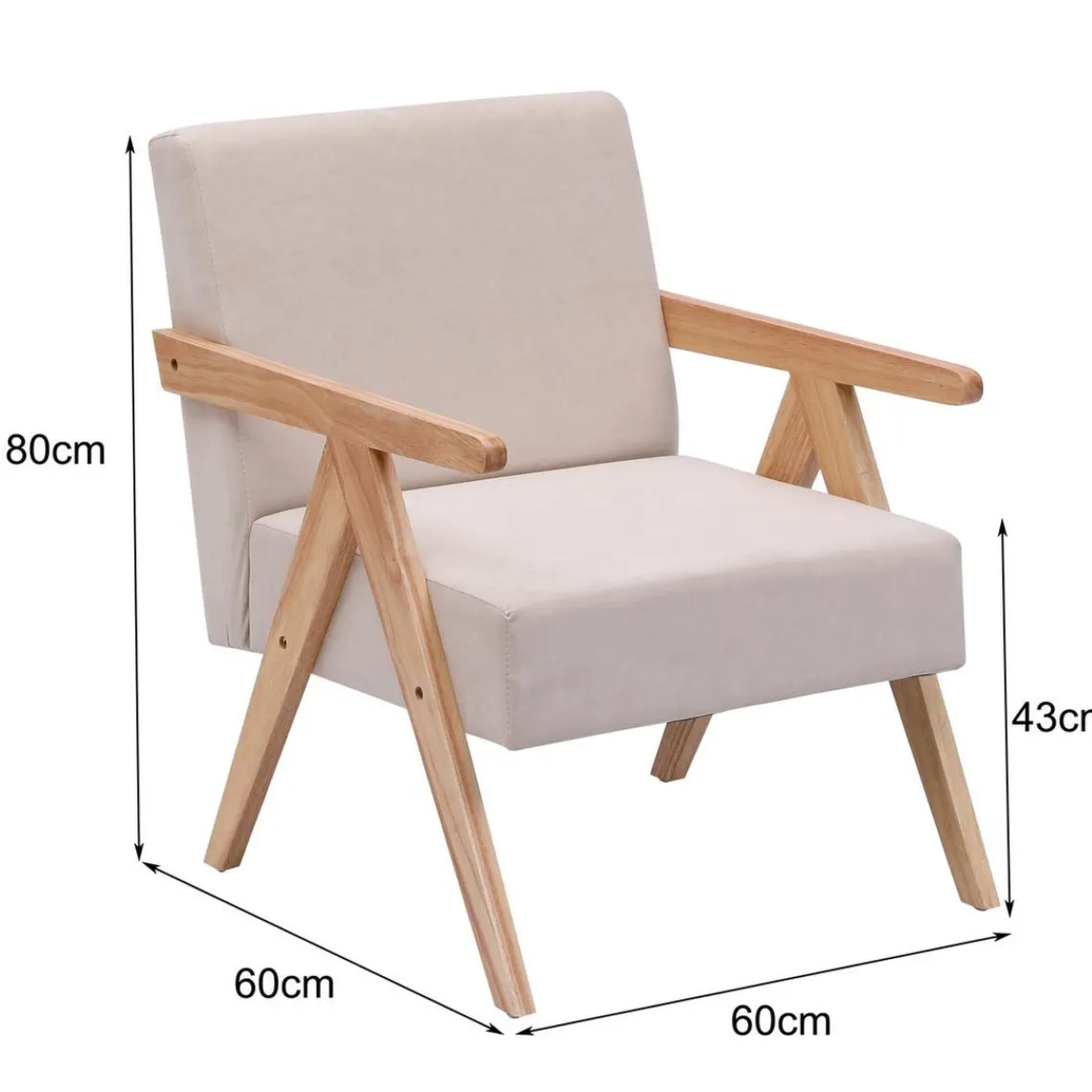 Nordlys Fauteuil de Salon Scandinave avec Structure Bois et Tissu New