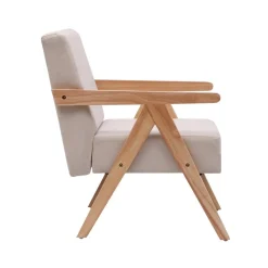 Nordlys Fauteuil de Salon Scandinave avec Structure Bois et Tissu New