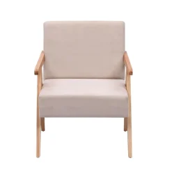Nordlys Fauteuil de Salon Scandinave avec Structure Bois et Tissu New