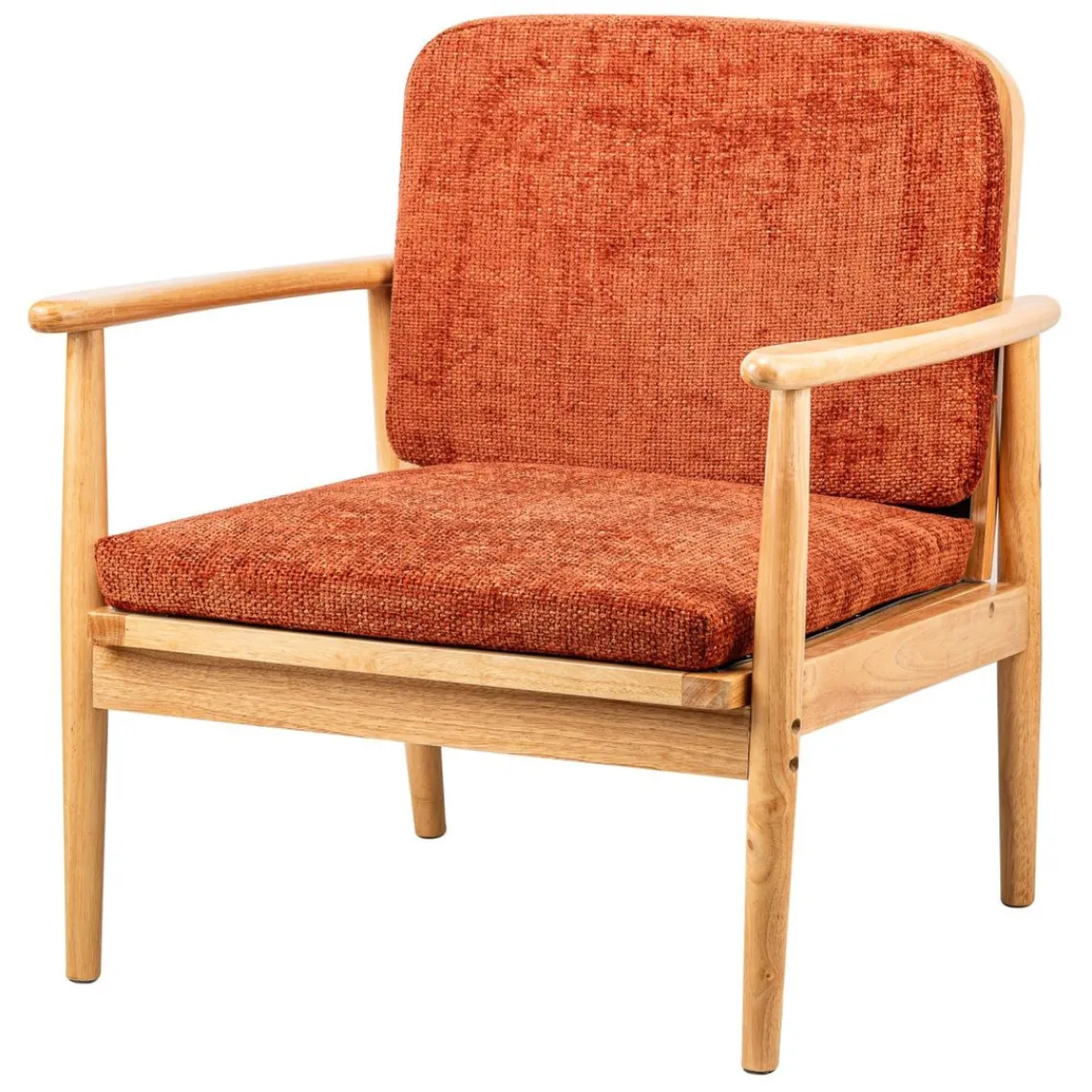 Nordlys Fauteuil de Salon Scandinave avec Structure Bois et Tissu terracotta Discount