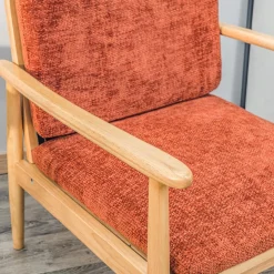 Nordlys Fauteuil de Salon Scandinave avec Structure Bois et Tissu terracotta Discount