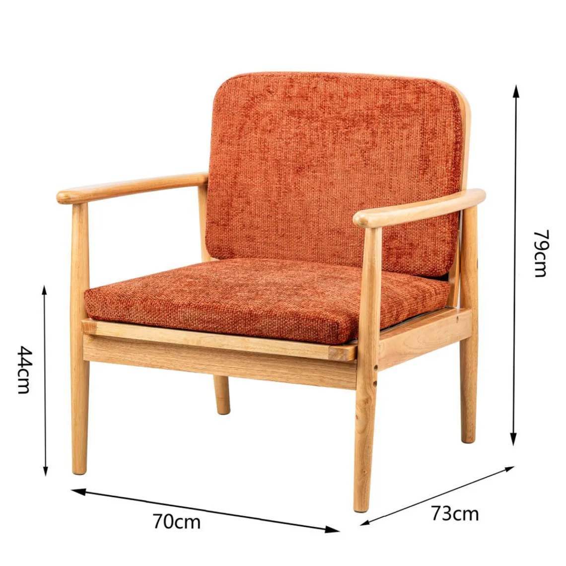 Nordlys Fauteuil de Salon Scandinave avec Structure Bois et Tissu terracotta Discount